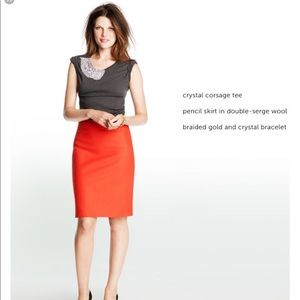 J Crew Red Pencil Skirt in Super 120s Wool